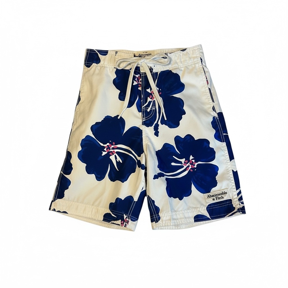 Abercrombie & Fitch Swim Trunks Blue White Floral Board Shorts Men’s Small